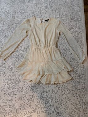 City Studio Cream Long-Sleeve Tiered Ruffle Dress